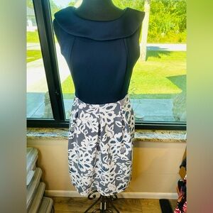 Kate & Lily Elegant Navy White Floral Skirt Lace A-Line Dress Size 8